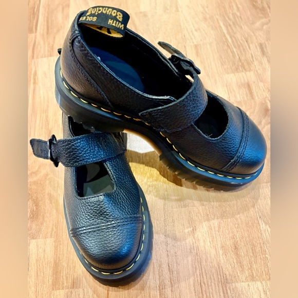 Dr. Martens Black Leather Platform Shoes - Picture 4 of 9